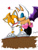 Size: 728x950 | Tagged: safe, artist:jmynstyx, miles "tails" prower, rouge the bat, 2007, age difference, blushing, book, cleavage, duo, heart, kiss, kiss on head, shipping, simple background, standing, straight, surprise kiss, surprised, table, tailouge, white background