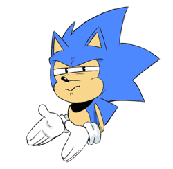 Size: 2298x2244 | Tagged: safe, artist:inky-axolotl-gaia, sonic the hedgehog, 2021, boi, classic sonic, faic, flat colors, simple background, solo, squinting, style emulation, tyson hesse style, white background
