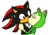 Size: 283x200 | Tagged: artist needed, safe, cosmo the seedrian, shadow the hedgehog, age difference, blushing, cosmo x shadow, duo, eyes closed, flat colors, holding them, kiss, looking at them, low res, shipping, straight, sweatdrop, unknown date