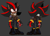 Size: 2878x2078 | Tagged: safe, artist:eloaholiveira, shadow the hedgehog, hedgehog, 2023, alternate outfit, alternate universe, au:zombot, black background, boots, chest fluff, claws, clothes, dark skin, ear fluff, fully clothed, g.u.n logo, gloves off, jacket, looking offscreen, male, multiple views, pants, pawpads, scar, signature, simple background, solo, standing, watermark