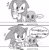 Size: 763x772 | Tagged: safe, artist:asune_snare, sonic the hedgehog, 2024, comic, crossover, duo, greyscale, holding something, japanese text, looking at viewer, monochrome, phone, pokemon, simple background, smile, speech bubble, squirtle, super smash brothers, white background