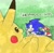 Size: 1182x1152 | Tagged: safe, artist:asune_snare, sonic the hedgehog, 2024, crossover, duo, head rest, japanese text, looking at each other, looking at them, lying down, lying on them, mouth open, pikachu, pokemon, size difference, smile