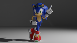 Size: 1920x1080 | Tagged: safe, artist:rayx16, sonic the hedgehog, 2022, 3d, blender (medium), looking at viewer, pointing, posing, smile, solo, sonic free riders, standing