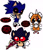 Size: 1490x1750 | Tagged: safe, artist:crazymelimelo, sonic the hedgehog, tails doll, oc, oc:2011x, oc:kolossos, oc:sonic.exe, oc:tripwire, hedgehog, 2025, adorascary, agender, alternate universe, au:outcome memories, black sclera, black shoes, bleeding, bleeding from eyes, blood, chibi, dialogue, english text, flat colors, heart, looking at viewer, male, simple background, speech bubble, standing, stuffed animal, talking, talking to viewer, text, trio, white background