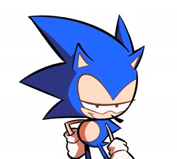 Size: 1793x1604 | Tagged: safe, artist:4brandonjs4, sonic the hedgehog, 2025, classic sonic, hand on hip, lidded eyes, simple background, smile, smug, solo, standing, white background
