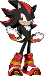 Size: 1124x1920 | Tagged: safe, artist:rosyd00dles, shadow the hedgehog, 2018, clenched fists, frown, looking at viewer, simple background, solo, sonic boom (tv), standing, style emulation, transparent background, uekawa style
