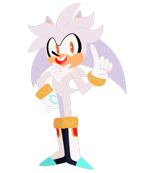 Size: 795x970 | Tagged: safe, artist:talchet, silver the hedgehog, 2017, chest fluff, cute, hand on hip, lineless, mouth open, no outlines, open smile, pointing, silvabetes, simple background, smile, smiling at viewer, solo, standing, transparent background
