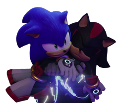 Size: 547x456 | Tagged: safe, editor:gamerzylo, shadow the hedgehog, sonic the hedgehog, sonic prime, 2026, 3d, carrying them, duo, edit, simple background, sonic prime s3, transparent background, transparent edit