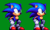 Size: 900x545 | Tagged: safe, artist:bennascar2, sonic the hedgehog, hedgehog, 2022, classic sonic, classic sonic (universe), frown, green background, looking offscreen, pixel art, redraw, reference inset, simple background, solo, sonic uprising, sprite, standing