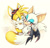 Size: 1024x988 | Tagged: safe, artist:finimun, miles "tails" prower, rouge the bat, 2018, age difference, aged up, blushing, duo, eyewear on head, goggles, goggles on head, gradient background, holding each other, older, older tails, shipping, straight, tailouge