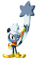 Size: 1257x2000 | Tagged: safe, artist:maurofonseca, tangle the lemur, 2018, alternate outfit, classic style, classic tangle, hand on hip, lineless, mouth open, open smile, simple background, smile, smiling at viewer, solo, standing, transparent background, wink, winking at viewer