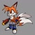 Size: 728x723 | Tagged: safe, artist:grassowl641, miles "tails" prower, fox, 2026, arm buster, blaster, blue gloves, blue shoes, chest fluff, cute, ear fluff, eyelashes, fur markings, grey background, looking offscreen, male, redraw, simple background, smile, socks, solo, standing, tailabetes, zip
