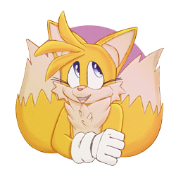 Size: 859x844 | Tagged: safe, artist:prowerprojects, miles "tails" prower, 2023, bust, eyelashes, looking up, nonbinary, nonbinary tails, pink nose, simple background, smile, solo, solo nonbinary, transparent background