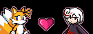 Size: 135x50 | Tagged: safe, artist:prowerprojects, miles "tails" prower, sage, sonic frontiers, 2023, animated, black background, eyelashes, female, gif, heart, nonbinary, nonbinary tails, outline, sage x tails, shipping, simple background, stamp
