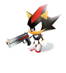 Size: 1557x1701 | Tagged: safe, artist:waaii132299, shadow the hedgehog, 2025, classic shadow, gun, holding something, simple background, solo, standing, weapon, white background