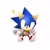 Size: 1340x1341 | Tagged: safe, artist:waaii132299, sonic the hedgehog, 2025, classic sonic, classic sonic (universe), exclamation mark, looking at viewer, simple background, sitting, solo, white background