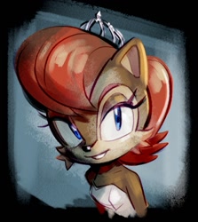 Size: 1227x1375 | Tagged: safe, artist:miijiu, sally acorn, chipmunk, 2025, bust, female, looking at viewer, shadow (lighting), solo