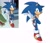 Size: 2048x1764 | Tagged: safe, artist:tamjeong_sonic, sonic the hedgehog, 2026, hand behind head, idw sonic the hedgehog, looking at viewer, redraw, reference inset, simple background, smile, solo, standing, water, wet, white background