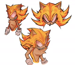 Size: 1539x1336 | Tagged: safe, artist:krisinallcaps, sonic the hedgehog, 2026, fleetway, fleetway super sonic, sharp teeth, simple background, solo, super form, white background