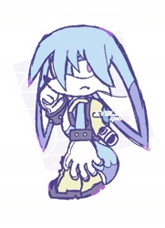 Size: 1127x1557 | Tagged: safe, artist:stell4rg1ow, kit the fennec, 2026, flat colors, frown, lidded eyes, looking back, looking offscreen, simple background, solo, standing, white background