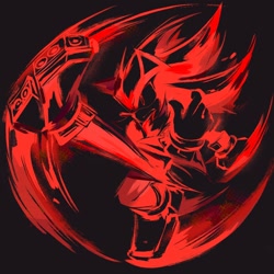 Size: 1024x1024 | Tagged: safe, artist:kuroiyuki96, shadow the hedgehog, 2026, black background, frown, kicking, leg up, looking offscreen, monochrome, simple background, solo