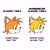 Size: 1100x1100 | Tagged: safe, artist:ngz0ne, miles "tails" prower, fox, 2023, :o, arrow, classic tails, design comparison, duality, english text, flat colors, head only, male, mouth open, side view, smile, solo, text