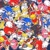 Size: 2250x2250 | Tagged: safe, artist:biolizard02, amy rose, knuckles the echidna, miles "tails" prower, shadow the hedgehog, sonic the hedgehog, echidna, fox, hedgehog, 2025, blue background, dress, group, hammer, piko piko hammer, simple background, smile, soap shoes