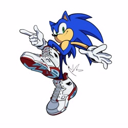 Size: 3720x3720 | Tagged: safe, artist:biolizard02, sonic the hedgehog, 2022, alternate outfit, alternate shoes, simple background, smile, solo, white background