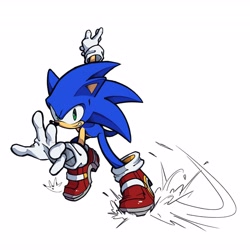 Size: 4096x4096 | Tagged: safe, artist:biolizard02, sonic the hedgehog, 2021, looking at viewer, simple background, smile, soap shoes, solo, white background