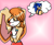 Size: 800x658 | Tagged: safe, artist:soneamlover, cream the rabbit, sonic the hedgehog, hedgehog, rabbit, 2019, aged up, alternate universe, blushing, cream x sonic, female, gradient background, hair over one eye, lidded eyes, male, shipping, smile, solo, standing, straight, thinking, thought bubble