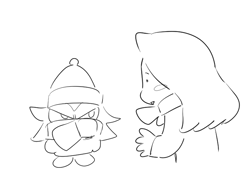 Size: 717x540 | Tagged: safe, artist:guitar_00000001, maria robotnik, shadow the hedgehog, human, 2025, duo, hat, monochrome, scarf, simple background, sketch, white background, winter outfit