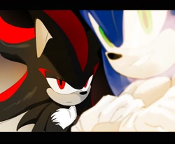 Size: 2000x1650 | Tagged: safe, artist:guitar_00000001, shadow the hedgehog, sonic the hedgehog, 2025, duo, looking at viewer, smile