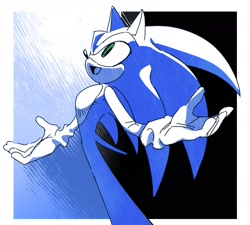 Size: 1757x1580 | Tagged: safe, artist:guitar_00000001, sonic the hedgehog, 2025, black background, looking up, monochrome, simple background, smile, solo, standing