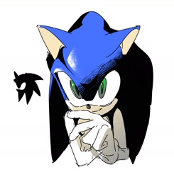 Size: 1630x1664 | Tagged: safe, artist:guitar_00000001, sonic the hedgehog, 2025, looking at viewer, simple background, smile, solo, white background