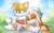 Size: 3582x2204 | Tagged: safe, artist:gamerfoxdrawz, cheese (chao), cream the rabbit, miles "tails" prower, book, cream x tails, romeo and juliet, shipping, straight