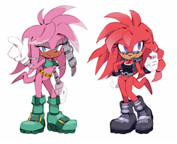 Size: 2331x1904 | Tagged: safe, artist:benshir125, julie-su, lara-su, echidna, duo, duo female, female, females only, simple background, white background