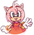 Size: 873x893 | Tagged: safe, artist:snzsnl, amy rose, hedgehog, 2026, blushing, eyelashes, female, front view, looking at viewer, mouth open, one fang, open smile, reaching towards the viewer, simple background, smile, smiling at viewer, solo, solo female, white background