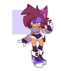 Size: 1248x1440 | Tagged: safe, artist:conniesky3, oc, oc:connie the hedgehog, hedgehog, 2022, alternate outfit, boots, female, lidded eyes, oc only, smile, smiling at viewer, solo, solo female, standing