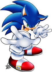 Size: 871x1209 | Tagged: safe, artist:lightningchaos20, sonic the hedgehog, hedgehog, 2012, double v sign, looking at viewer, male, simple background, smile, smiling at viewer, solo, solo male, standing, transparent background, v sign