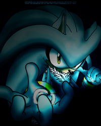 Size: 720x900 | Tagged: safe, artist:lightningchaos20, silver the hedgehog, hedgehog, 2012, black background, chest fluff, dark, looking at viewer, male, reaching out, reaching towards the viewer, simple background, solo, solo male