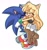 Size: 1863x1969 | Tagged: safe, artist:misswerehog, sonic the hedgehog, oc, oc:emi jones, hedgehog, 2018, blue outline, canon x oc, duo, emi x sonic, eyes closed, female, hugging, male, mouth open, open smile, outline, shipping, signature, simple background, smile, soap shoes, straight, white background
