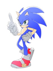Size: 1312x1749 | Tagged: safe, artist:guitar_00000001, sonic the hedgehog, sonic the hedgehog (2006), 2025, looking at viewer, redraw, simple background, smile, solo, standing, white background
