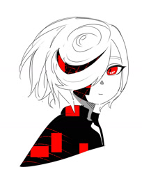 Size: 1300x1591 | Tagged: safe, artist:guitar_00000001, sage, sonic frontiers, 2025, monochrome, simple background, smile, solo, white background