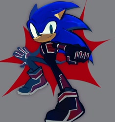 Size: 1927x2047 | Tagged: safe, artist:azure_oo1, sonic the hedgehog, 2025, grey background, looking at viewer, simple background, smile, solo, sonic rivals