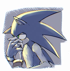 Size: 1049x1064 | Tagged: safe, artist:nahandraw, sonic the hedgehog, hedgehog, 2026, chromatic aberration, duo, holding hands, male, simple background, solo focus