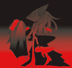 Size: 1364x1281 | Tagged: safe, artist:nahandraw, infinite the jackal, jackal, sonic forces, 2026, duo, holding them, infinite's mask, male, mask, monochrome, standing, veil