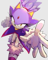 Size: 1126x1397 | Tagged: safe, artist:brushteethjaxx, blaze the cat, cat, female, grey background, looking at viewer, simple background, solo, speedpaint available