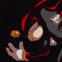 Size: 720x720 | Tagged: safe, artist:brushteethjaxx, maria robotnik, shadow the hedgehog, hedgehog, human, angel, animated, chibi, duo, female, flower, glowing, halo, lidded eyes, male, maria x shadow, mouth open, running, shipping, smile, straight, webm, wings