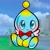 Size: 1000x1000 | Tagged: safe, artist:banshee boy, cheese (chao), chao, 2026, :>, agender, blushing, cheeseabetes, cute, neutral chao, screenshot background, sitting, smile, solo