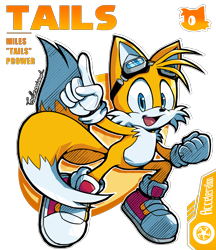 Size: 1554x1797 | Tagged: safe, artist:carlosonicool, miles "tails" prower, fox, 2026, character name, clenched fist, english text, eyewear on head, goggles, goggles on head, looking at viewer, male, mouth open, open smile, pointing, signature, simple background, smile, smiling at viewer, solo, sonic riders, text, transparent background